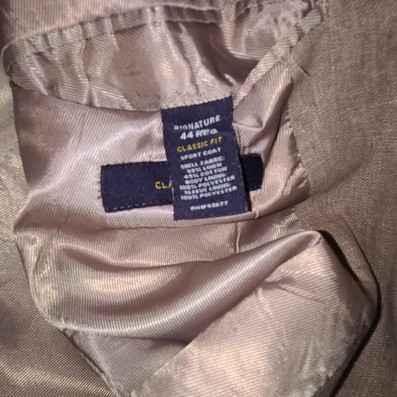 STAFFORD Tan Linen / Cotton Blend Classic Fit 2 Button Sport Coat Size 44R - Picture 3 of 3